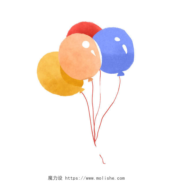 彩色手绘卡通气球元素PNG素材